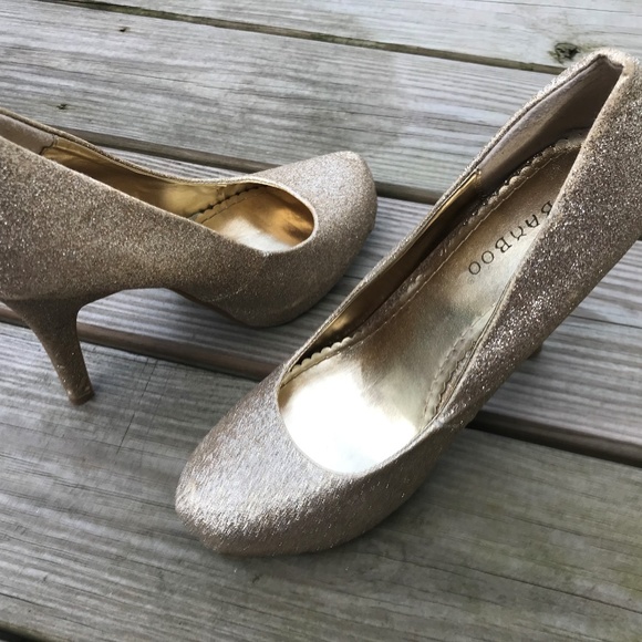 Bamboo Women Heel Pump Shoe Gold Tone Office-015 - Picture 2 of 8